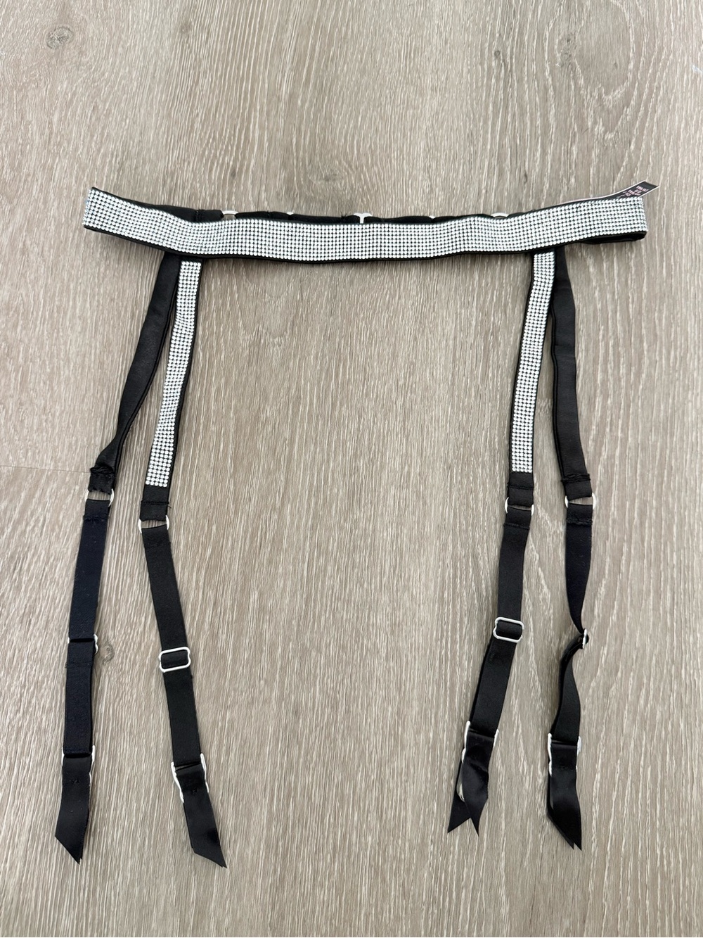 Black and White crystals lingerie accessory